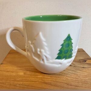 Starbucks White and Green Holiday Mug